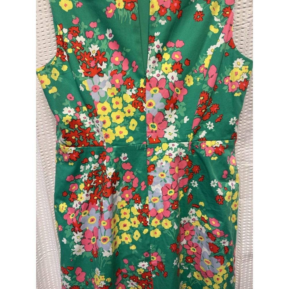 Talbots Women's SZ 2P Floral Sleeveless Fit and Flare Midi Dress‎ Green Pink - Picture 11 of 14